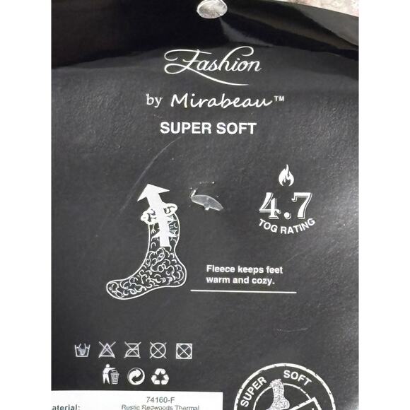 Fashion by Mirabeau Rustic Redwoods Sherpa Thermal Slipper Socks Black Soft OS - Picture 5 of 5